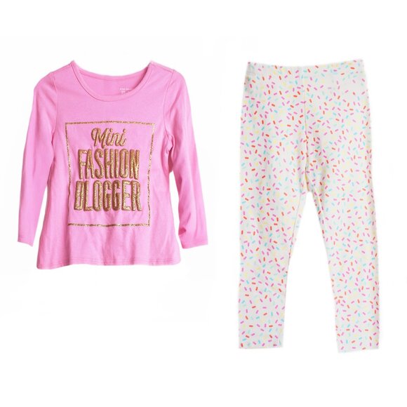 The Children’s Place Girls 2-Pc Set ‘Mini Fashion Blogger’ Pink Tunic Leggings - Picture 3 of 6
